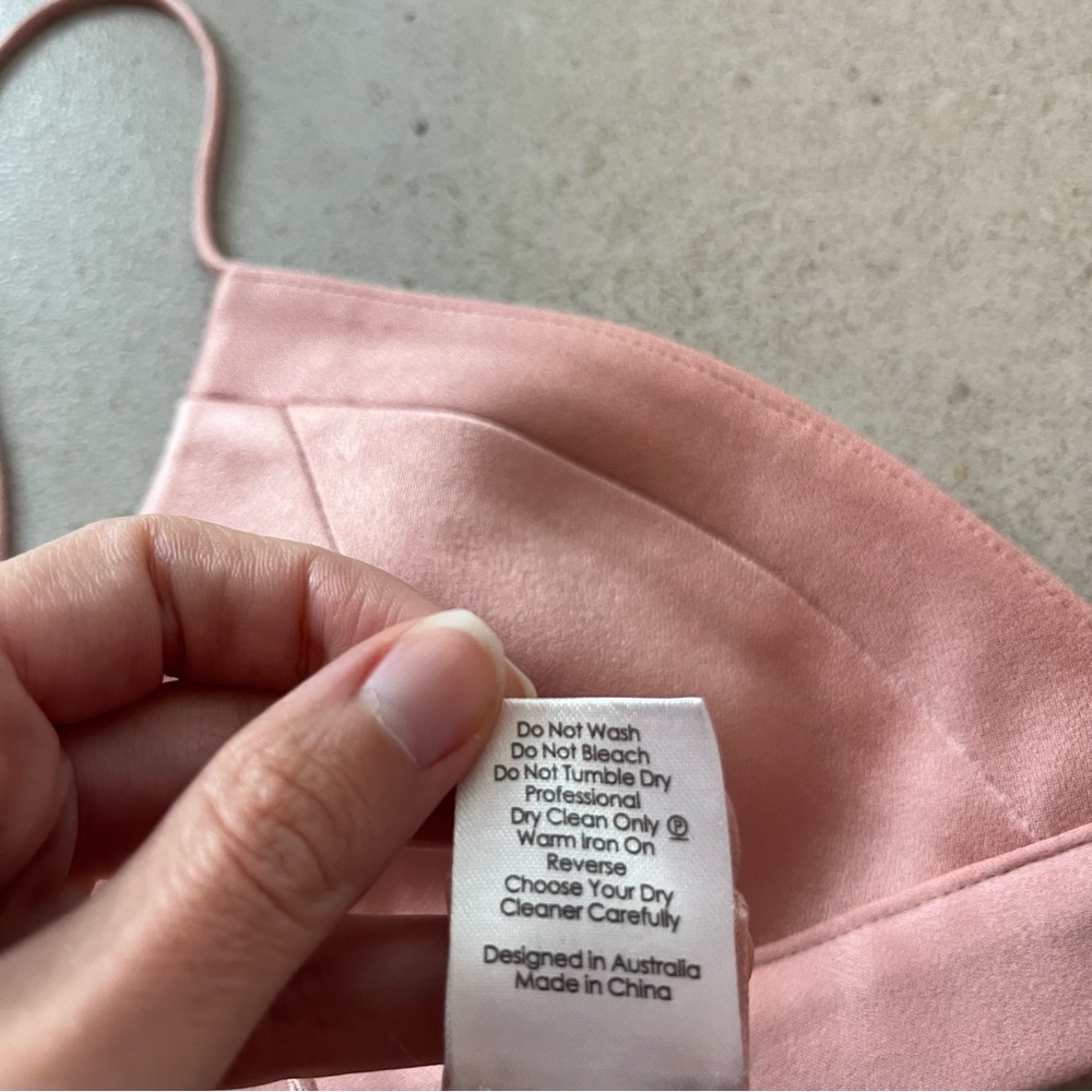 Designer ALEX PERRY Ash Satin-Crepe Blush Pink Bralette Sz. 8 Luxury Romantic - Picture 5 of 8